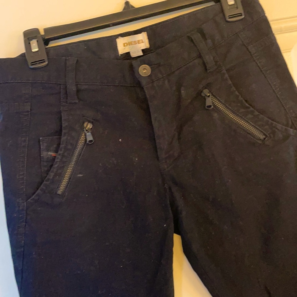 Diesel double zipper pocket black ankle length pants size 26